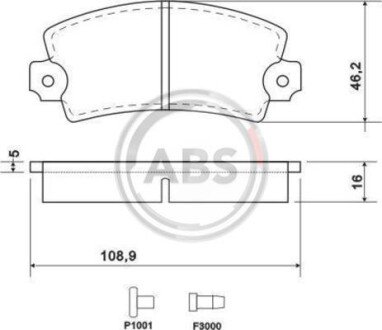 Комплект тормозных колодок, дисковый механизм A.B.S. 36042