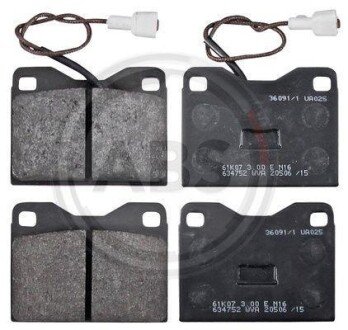 Комплект тормозных колодок, дисковый механизм A.B.S. 36091/1