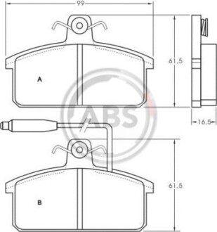 Гальмівні колодки, дискове гальмо (набір) A.B.S. A.B.S. 361461