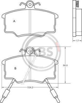 Комплект тормозных колодок, дисковый механизм A.B.S. 36185