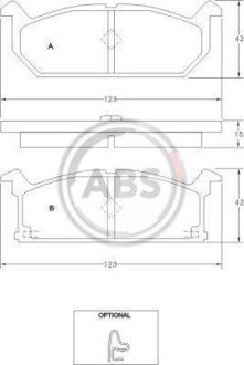 Комплект тормозных колодок, дисковый механизм A.B.S. 36189
