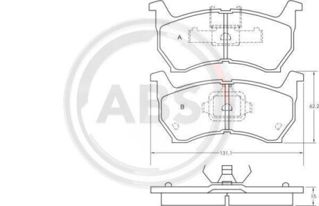 Комплект тормозных колодок, дисковый механизм A.B.S. 36531