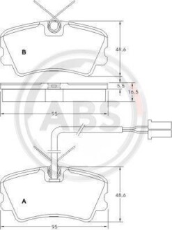 Комплект тормозных колодок, дисковый механизм A.B.S. 36592