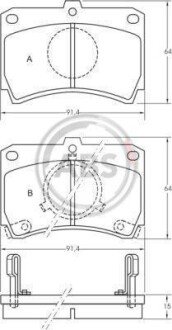 Комплект тормозных колодок, дисковый механизм A.B.S. 36594