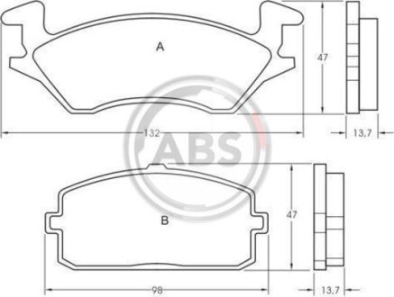 Комплект тормозных колодок, дисковый механизм A.B.S. 36596
