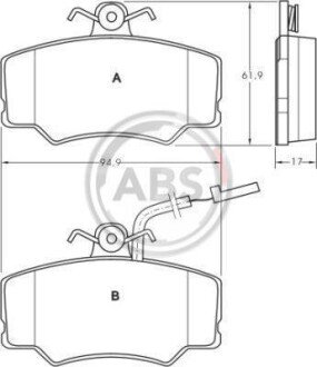 Комплект тормозных колодок, дисковый механизм A.B.S. 36706