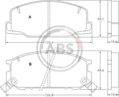 Комплект тормозных колодок, дисковый механизм A.B.S. 36733