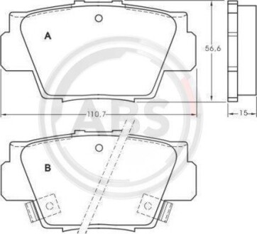 Комплект тормозных колодок, дисковый механизм A.B.S. 36759