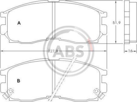 Гальмівні колодки передні Mitsubishi Colt IV, Eclipse, Galant IV,V,VI, Lancer IV,V 1.6-2.5 91- A.B.S. A.B.S. 36763