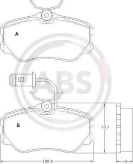 Комплект тормозных колодок, дисковый механизм A.B.S. 36806