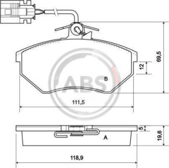 Гальмівні колодки, дискове гальмо (набір) A.B.S. A.B.S. 36811