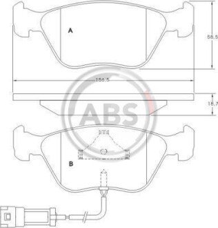 Комплект тормозных колодок, дисковый механизм A.B.S. 36880