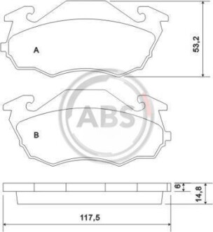 Гальмівні колодки, дискове гальмо (набір) A.B.S. A.B.S. 36971