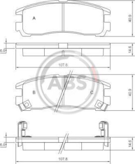 Гальмівні колодки, дискове гальмо (набір) A.B.S. A.B.S. 37014 (фото 1)