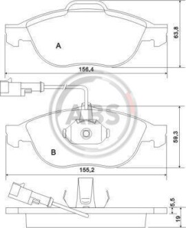 Гальмівні колодки, дискове гальмо (набір) A.B.S. A.B.S. 37064