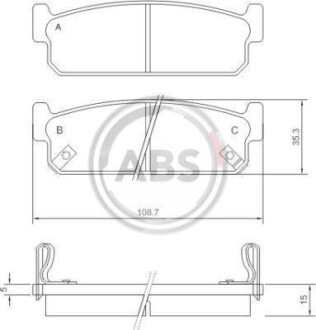 Комплект тормозных колодок, дисковый механизм A.B.S. 37208