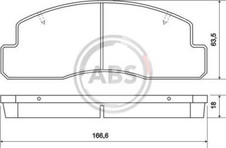 Комплект тормозных колодок, дисковый механизм A.B.S. 37354