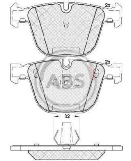 Комплект тормозных колодок, дисковый механизм A.B.S. 37371