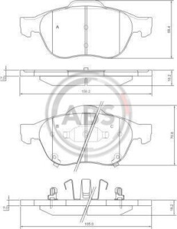 Гальмівні колодки, дискове гальмо (набір) A.B.S. A.B.S. 37402