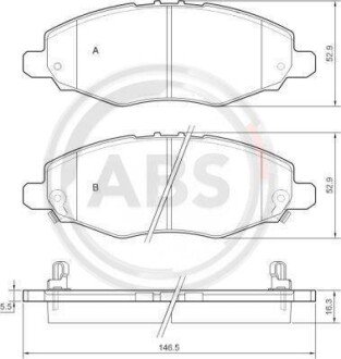 Комплект тормозных колодок, дисковый механизм A.B.S. 37672