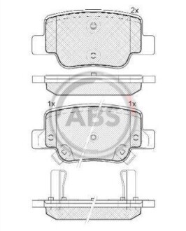 Комплект тормозных колодок, дисковый механизм A.B.S. 37735