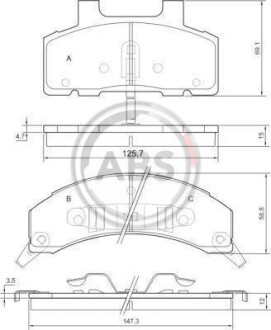 Гальмівні колодки, дискове гальмо (набір) A.B.S. A.B.S. 38215