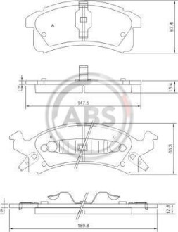 Гальмівні колодки, дискове гальмо (набір) A.B.S. A.B.S. 38506 (фото 1)