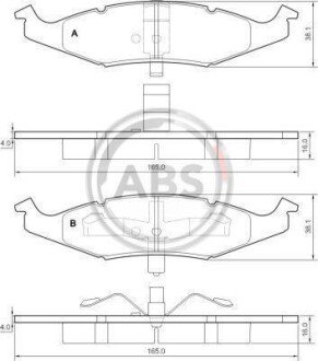 Комплект тормозных колодок, дисковый механизм A.B.S. 38633