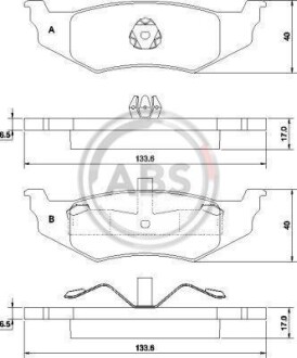 Гальмівні колодки, дискове гальмо (набір) A.B.S. A.B.S. 38782