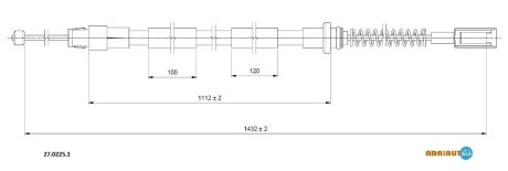 A_Трос гальмівний MERCEDES Sprinter all pt 5t double wheelsLH-RH06-/Crafter 50 pt. 5t double ADRIAUTO 2702251