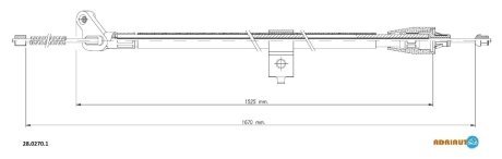 NISSAN Трос ручного тормоза прав. 1670/1525 мм JUKE 10- ADRIAUTO 2802701 (фото 1)