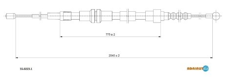 VW Трос ручного тормоза задн. длин. база 2037/772 мм CADDY III 08- ADRIAUTO 5502231