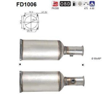 Сажевый / частичный фильтр, система выхлопа ОГ AS-PL FD1006