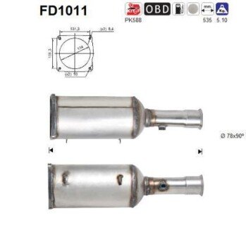 Сажевый / частичный фильтр, система выхлопа ОГ AS-PL FD1011