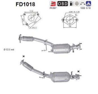 Сажевый / частичный фильтр, система выхлопа ОГ AS-PL FD1018