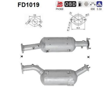 Сажевый / частичный фильтр, система выхлопа ОГ AS-PL FD1019