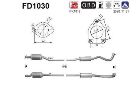 Сажевый / частичный фильтр, система выхлопа ОГ AS-PL FD1030