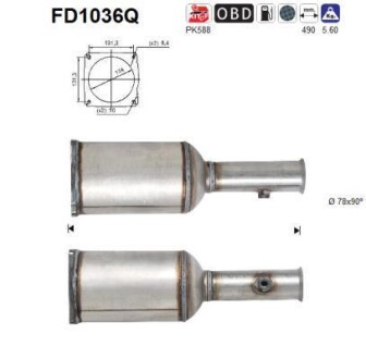 Сажевый / частичный фильтр, система выхлопа ОГ AS-PL FD1036Q