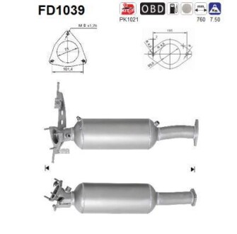 Сажевый / частичный фильтр, система выхлопа ОГ AS-PL FD1039