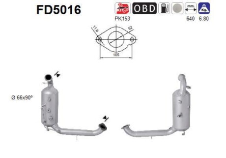 Сажевый / частичный фильтр, система выхлопа ОГ AS-PL FD5016