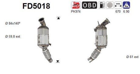 Сажевый / частичный фильтр, система выхлопа ОГ AS-PL FD5018