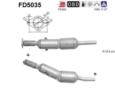 Сажевый / частичный фильтр, система выхлопа ОГ AS-PL FD5035