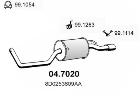 Глушитель выхлопных газов конечный ASSO 047020