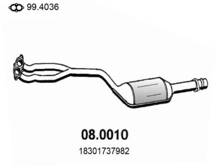Каталізатор EURO 2 BMW 3 (E36), VW POLO 1.8/1.9/1.9D 01.92-09.01 ASSO 080010