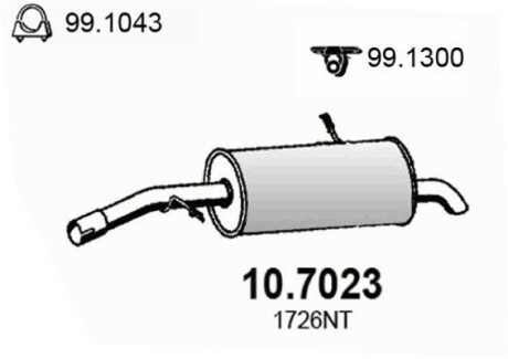 Глушитель выхлопных газов конечный ASSO 107023