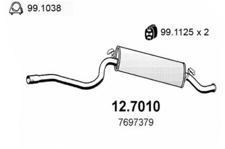 Глушитель выхлопных газов конечный ASSO 127010
