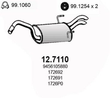 Глушитель выхлопных газов конечный ASSO 127110