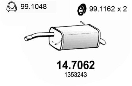 Глушитель выхлопных газов конечный ASSO 147062