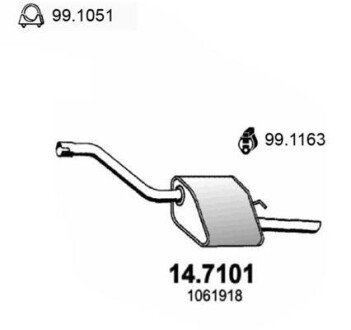 Глушитель выхлопных газов конечный ASSO 147101