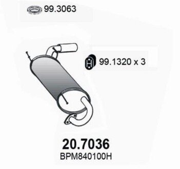 Глушитель выхлопных газов конечный ASSO 20.7036